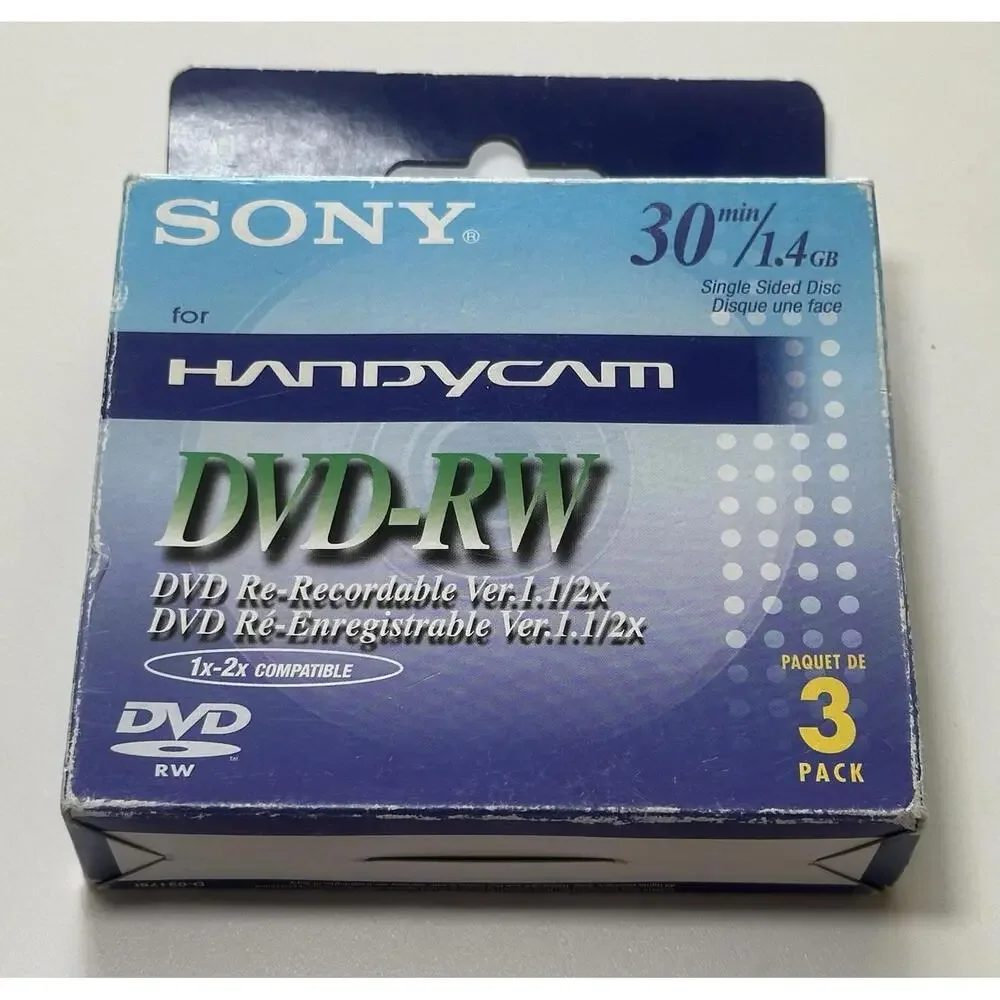 Sony Handycam DvD-RW 30m / 1.4gb 3 Pack Unopened